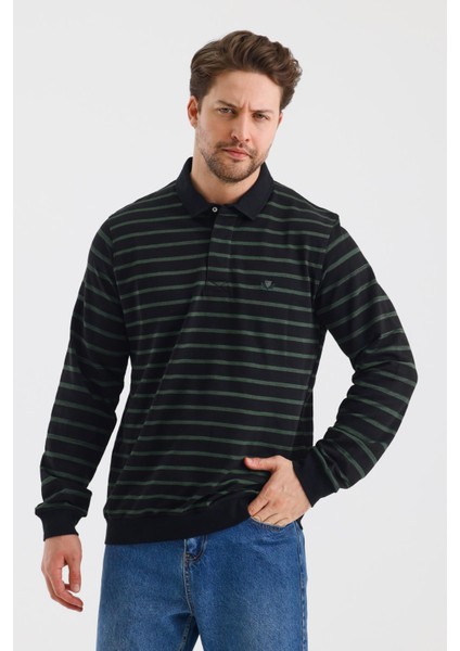 Polo Yaka Çizgili Regular Fit Sweatshırt (WK25214) fırsatları