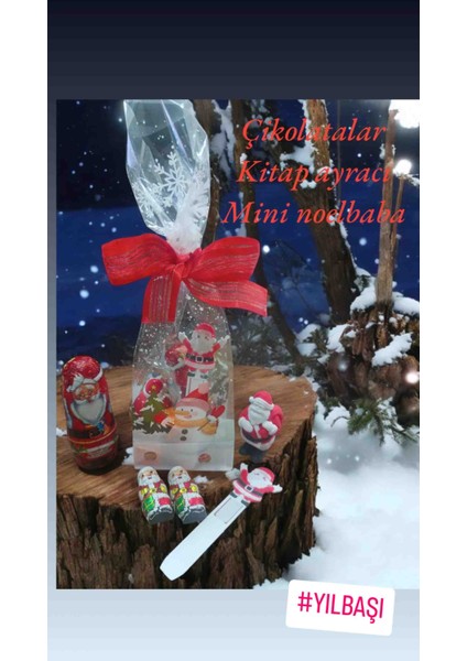 Yeniyıl Poşetinde Çikolatalar Kitap Ayracı Mini Noelbaba