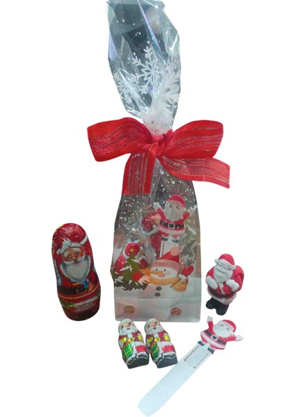 Yeniyıl Poşetinde Çikolatalar Kitap Ayracı Mini Noelbaba