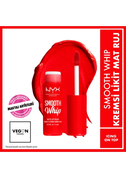 Nyx Professional Makeup Smooth Whip Kremsi Likit Mat Ruj - Icing On Top