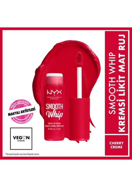 Nyx Professional Makeup Smooth Whip Kremsi Likit Mat Ruj - Cherry Creme