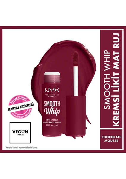 Nyx Professional Makeup Smooth Whip Kremsi Likit Mat Ruj - Chocolate Mousse