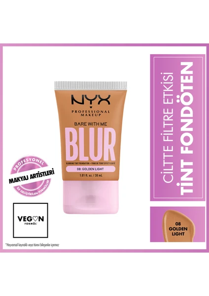 Nyx Professional Makeup Blur Tint Ciltte Filtre Etkili Fondöten - 08 Golden Light