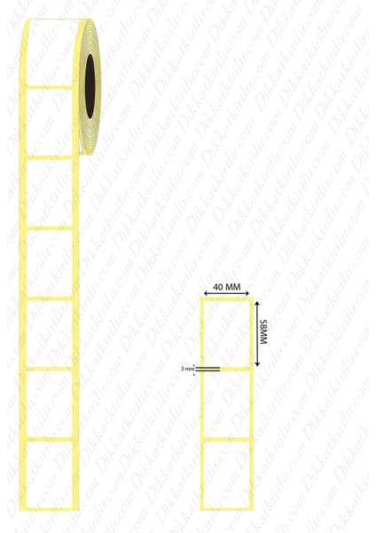 40X58 Terazi Etiketi (150 Rulo 500 Sarım / 1 Koli)