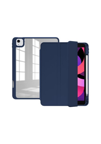 Apple iPad Air 10.9 2022 (5.nesil) Arkası Şeffaf Standlı Nort Premium Kılıf