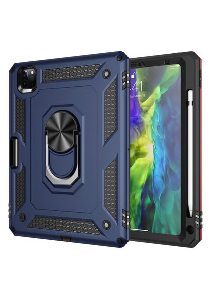 Apple iPad Pro 11 2018 Kılıf Çift Katmanlı ve Yüzüklü Tablet Vega Kılıf