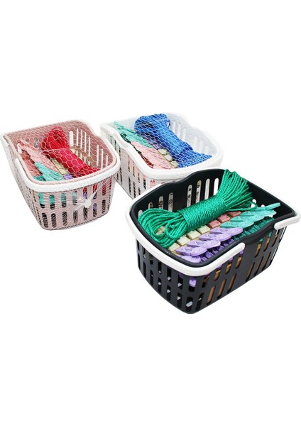 Sepetli Mandal Set Plastik Sepet - Mandal - Çamaşır Ip 20MT (4738)