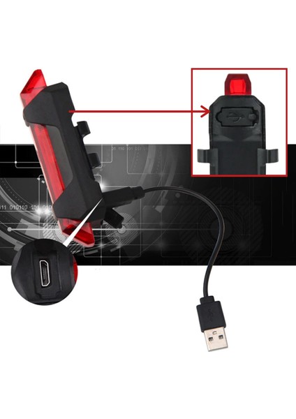 USB Şarj Edilebilir Parlak Bisiklet LED Lamba Su Geçirmez Güvenlik Uyarı Arka Lamba Işığı (4738)