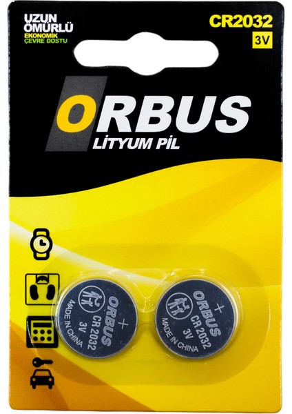 Orbus CR2032 3 Volt Lityum Para Pil (2li Paket Fiyatı) (4738)