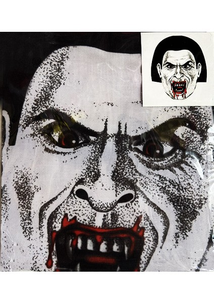 Yüze Yapışan Kafaya Tam Geçmeli Streç Kanlı Vampir Maske Bez Maske Model 2-2 (4738)
