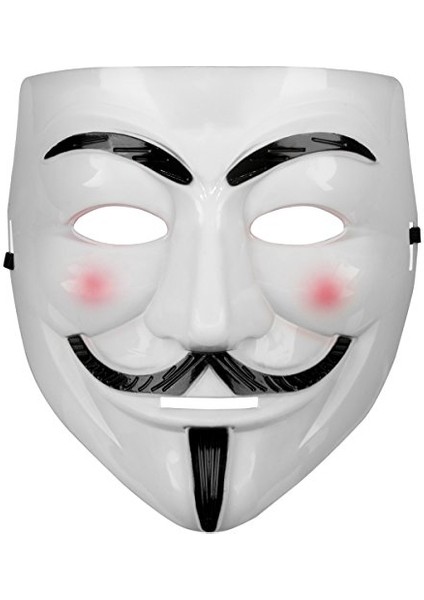Beyaz Renk Pembe Yanaklı Ithal V For Vendetta Maskesi (4738)