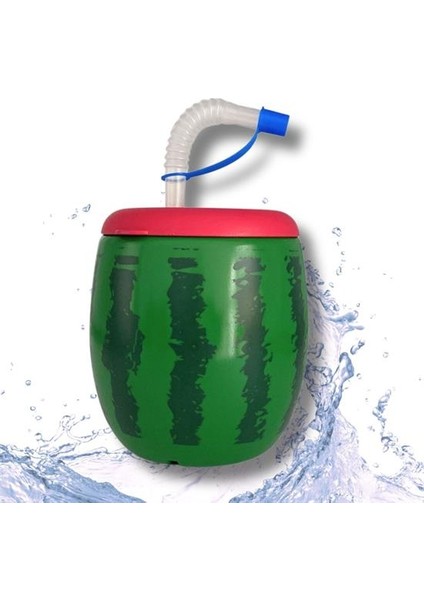 Karpuz Model Kendiliğinden Pipetli 900 ml Suluk, Matara (4738)