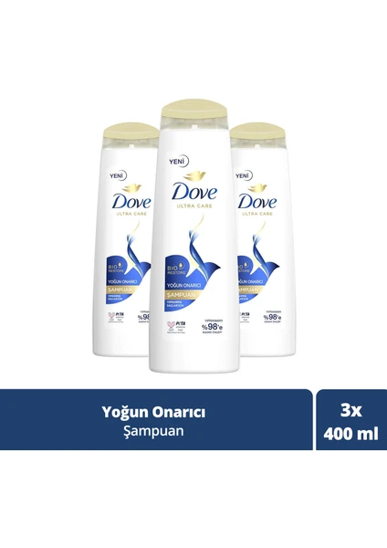 Saç Bakım Şampuanı Yoğun Onarıcı Yıpranmış Saçlar İçin 400 ML x3