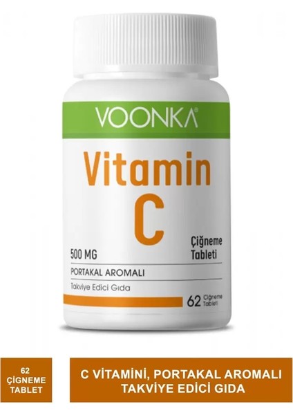 Vitamin C Portakal Aromalı Çiğneme Tableti 500 Mg 62 Tablet