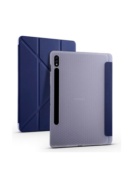 Galaxy Tab S7 T870 Kılıf Zore Tri Folding Kalem Bölmeli Standlı Kılıf