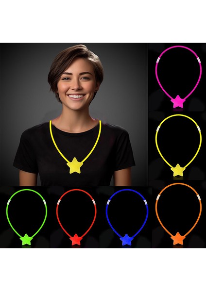 Glow Stick Yıldız Kolye - Glow Kolye - Glow Stick Partisi Yıldız Kolye 6 Adet (4738)
