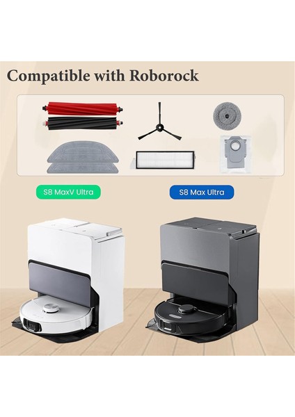 Roborock S8 Maxv Ultra Robot Süpürge Ana Yan Fırça Hepa Filtre Paspas Bezi Toz Torbaları Aksesuarları (Yurt Dışından)