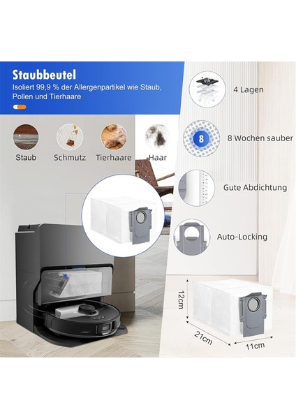 Roborock S8 Maxv Ultra Robot Süpürge Aksesuarları Yedek Parçaları Ana Yan Fırçalar Paspas Bezleri Hepa Filtreler Toz Torbaları (Yurt Dışından)
