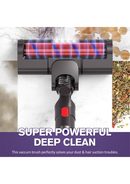 Dyson V7 V8 V10 V11 V15 Için Vakum Motor Başlığı Sert Zemin, LED Işıklar ve 180° Esnek Başlık Için Yumuşak Rulo Fırça Çubuğu (Yurt Dışından)