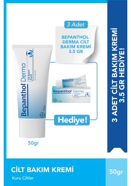 Derma Cilt Bakım Kremi 50 G + 3 Adet Cilt Bakım Kremi 3.5 G