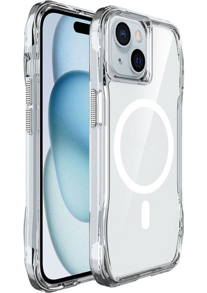 Apple iPhone 15 Uyumlu Kılıf Magsafe ve Airbag Özellikli Şeffaf Telefon Kılıfı Kapak