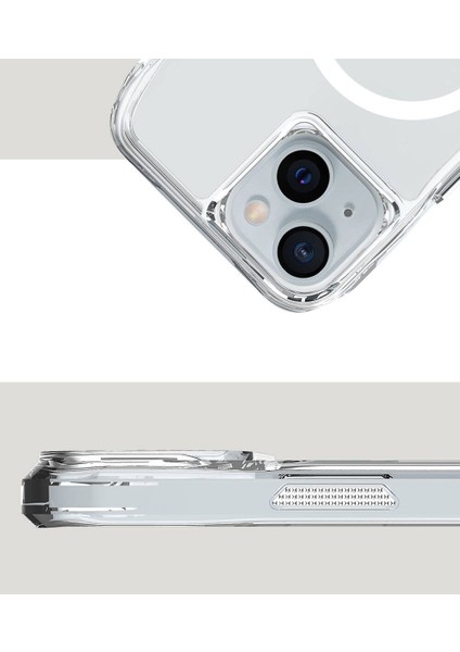 Apple iPhone 15 Uyumlu Kılıf Magsafe ve Airbag Özellikli Şeffaf Telefon Kılıfı Kapak