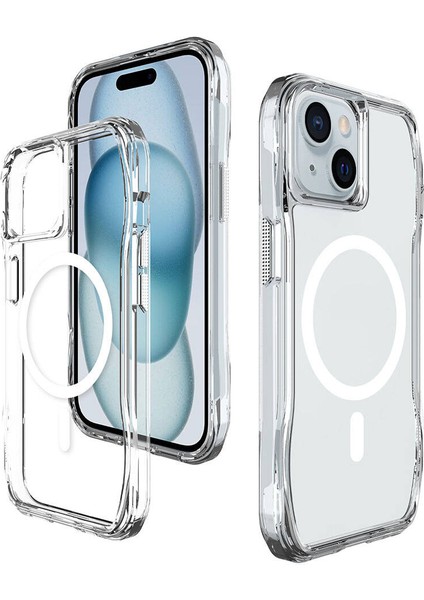 Apple iPhone 15 Uyumlu Kılıf Magsafe ve Airbag Özellikli Şeffaf Telefon Kılıfı Kapak