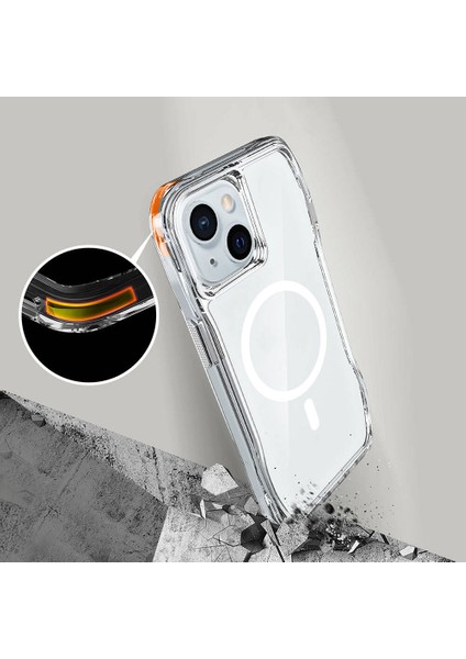 Apple iPhone 15 Uyumlu Kılıf Magsafe ve Airbag Özellikli Şeffaf Telefon Kılıfı Kapak