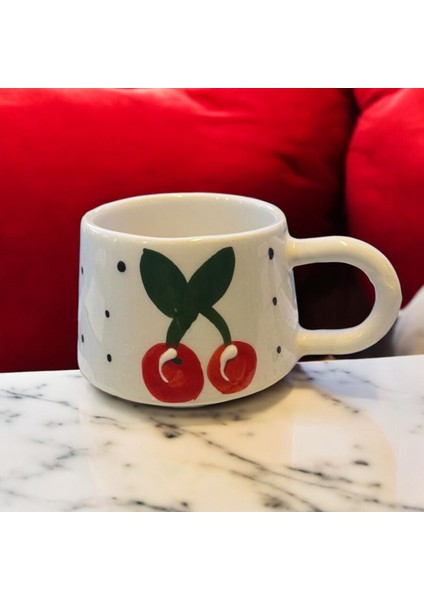 Seramik Klasik Kupa Bardak Mug Klasik Kiraz