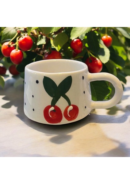 Seramik Klasik Kupa Bardak Mug Klasik Kiraz