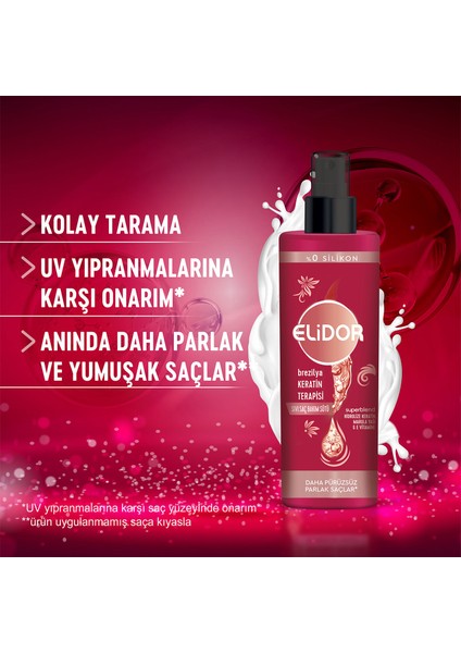 Sıvı Saç Bakım Sütü Brezilya Keratin Terapisi Hidrolize Keratin Marula Yağı E Vitamini 200 ml