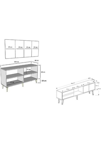 Vannia Tv Sehpası ve Konsol 2'li Salon Takımı Antrasit-Gümüş indirimleri