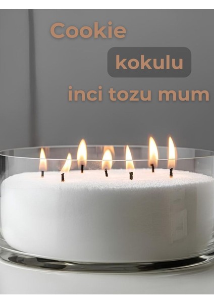 Cookie Kurabiye Esanslı Kokulu Inci Tozu Mum 500GR. Sonsuzluk Mumu