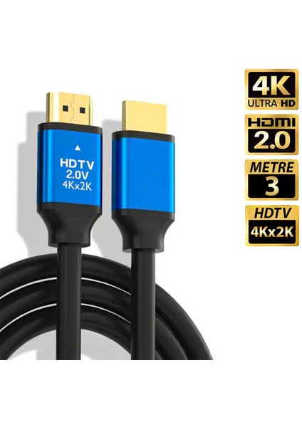 4K Ultra Hd 2.0V Alüminyum Başlık Altın Uçlu Hdmi Kablo