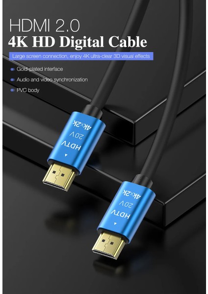 4K Ultra Hd 2.0V Alüminyum Başlık Altın Uçlu Hdmi Kablo