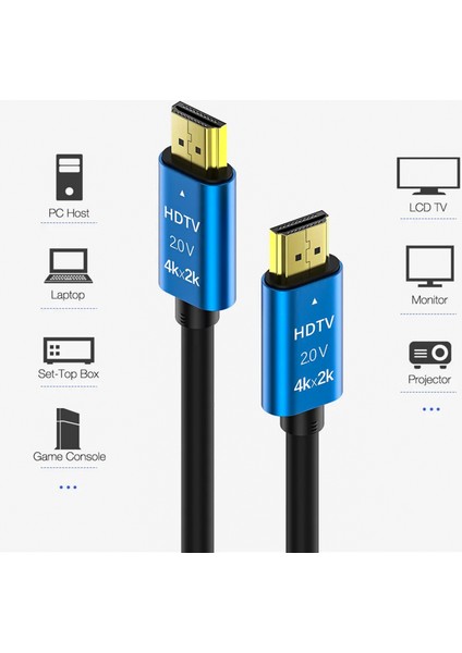 4K Ultra Hd 2.0V Alüminyum Başlık Altın Uçlu Hdmi Kablo