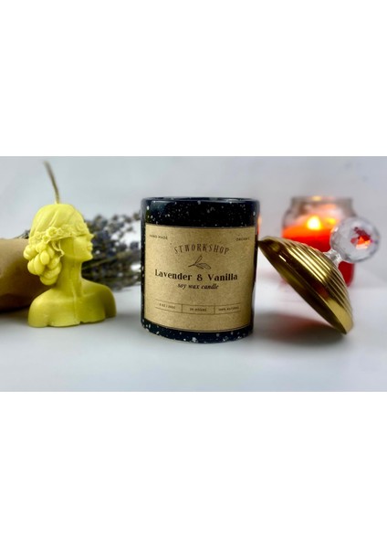 Stworkshop Hediyelik dekorasyon Özel Tasarım Kokulu Mum %100 Naturel Vegan Soya Wax Mumu Lavanta&vanilla Kokulu !!!kokulu 8cm kadın figür ve mantar kapaklı cam tüp kibrit hediyeli indirimleri