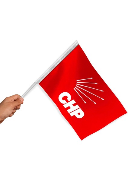 Sopalı Chp Parti Bayrağı (20 Adet) Raşel Kumaş 20X30 cm