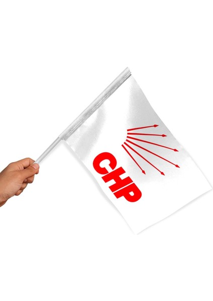 Sopalı Chp Parti Bayrağı (100 Adet) Raşel Kumaş 30X45 cm