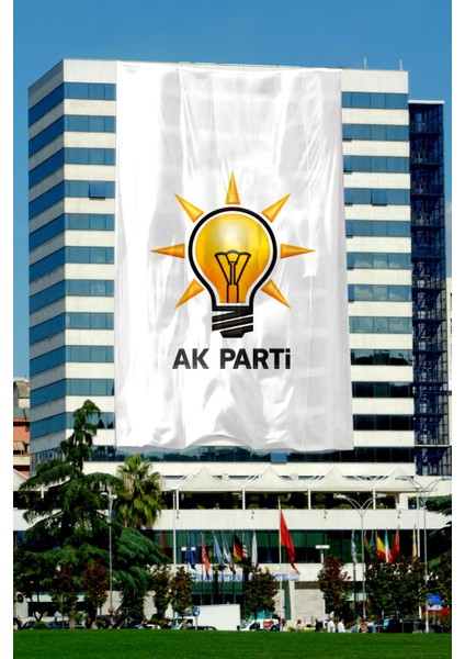 Ak Parti Bayrağı 8X12 Mt. Raşel Kumaş Bina Tipi