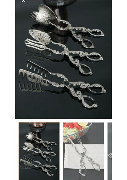 Gümüş Servis Salata Kek Makarna 3 Lü Maşa Seti fiyatları