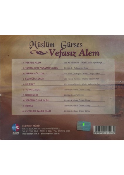 Müslüm Gürses – Vefasız Alem 2002 Baskı (CD)