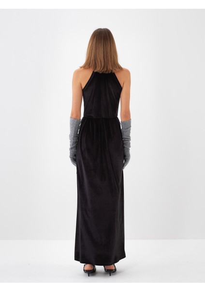 Kadın Siyah Lüks Dokulu Soft Kadife Oversize Elbise fırsatları