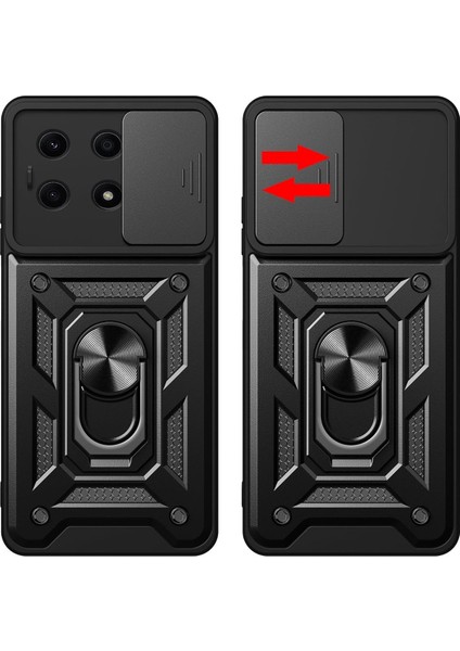 Infinix Note 30 ile Uyumlu Kılıf Pars Lens Sürgülü Yüzüklü Standlı Korumalı Kılıf modelleri