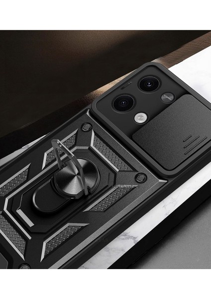 Xiaomi Redmi Note 13 Pro 5g ile Uyumlu Kılıf Pars Lens Sürgülü Yüzüklü Standlı Korumalı Kılıf