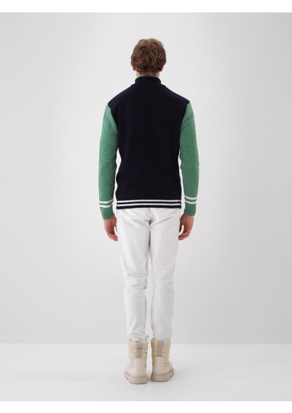 Erkek Lacivert Yumuşak Dokulu Regular Fit Kazak fırsatları