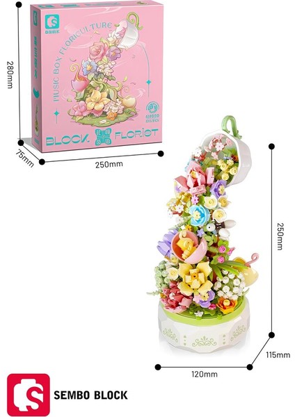 Sembo Block Huayan Cayı Muzikli Florist Seti 575 Parça Yapı Blokları LEGO ile Uyumlu (611050)