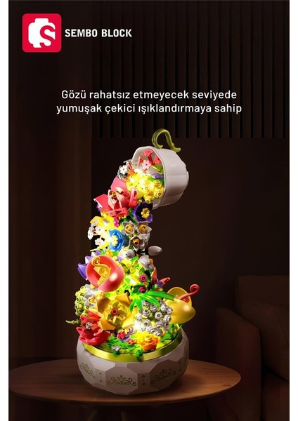 Sembo Block Huayan Cayı Muzikli Florist Seti 575 Parça Yapı Blokları LEGO ile Uyumlu (611050)