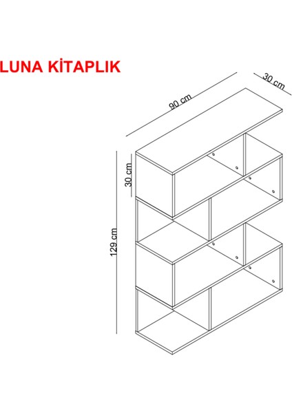 Luna Duvara Montajlı Kitaplık, Raf Beyaz