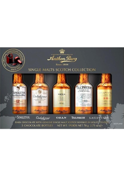 5 Single Malts Scotch Koleksiyonu Çikolata 78G